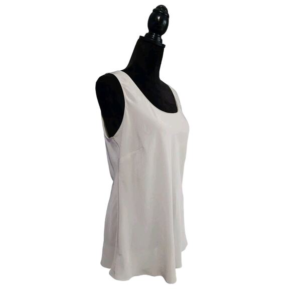 CLASSIQUES ENTIER Tan Scoop Neck Silk Blouse Tank Top Key Hole Back Large - Picture 2 of 7